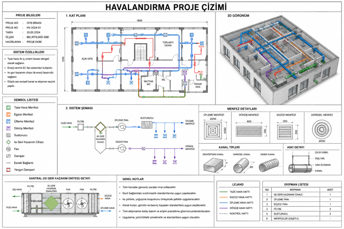 Fabrika Havalandırma Proje Çizimi